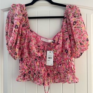 Astr Pink Floral Blouse